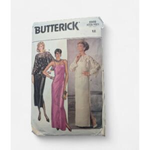 BUTTERICK 6950 Vintage 1980s Evening Gown & Dolman Sleeve Top Pattern 14 UNCUT
